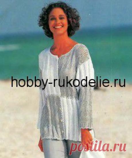 Хобби (рукоделие своими руками): вышивка, вязание » Архив блога » Вязание спицами – серо-белый свободный жакет