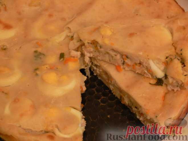 Рецепт: Заливной пирог с курицей, на кефире на RussianFood.com