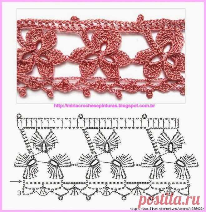 Обвязка края крючком.Фото + схемы.