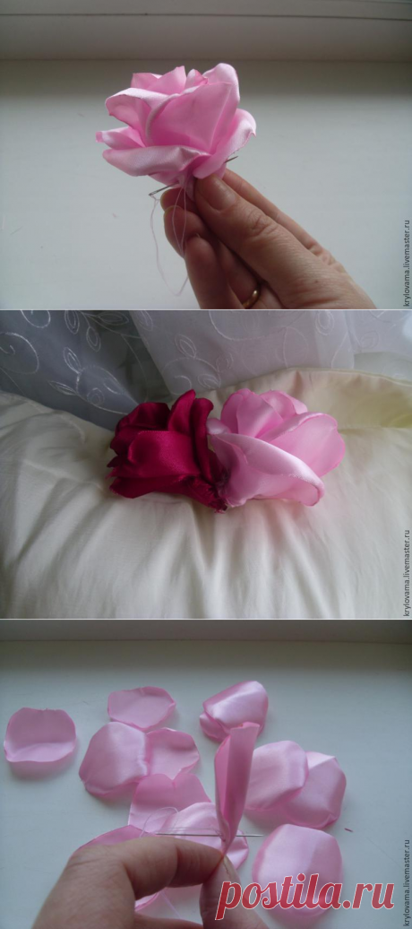 Как вышивать лентами РОЗЫ — мастеркласс