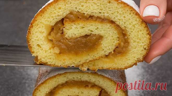 Теперь готовлю рулет только так! Яблочный рулет для самых ленивых!!