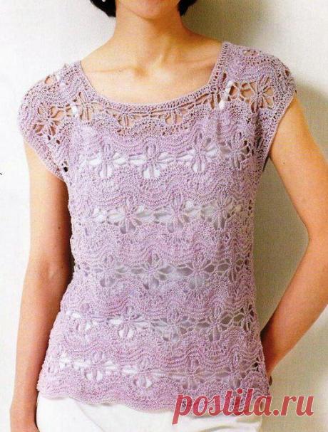 ТОП ЦВЕТА ЛАВАНДЫ (СПИЦЫ+КРЮЧОК).