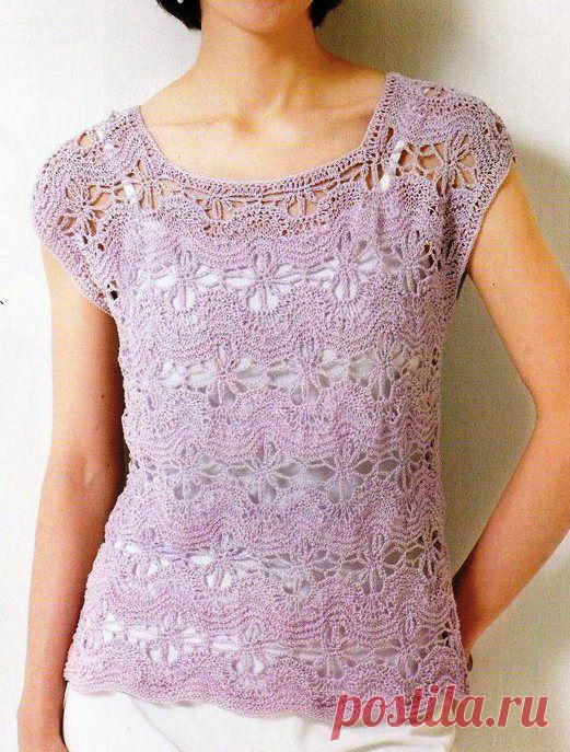 ТОП ЦВЕТА ЛАВАНДЫ (СПИЦЫ+КРЮЧОК).