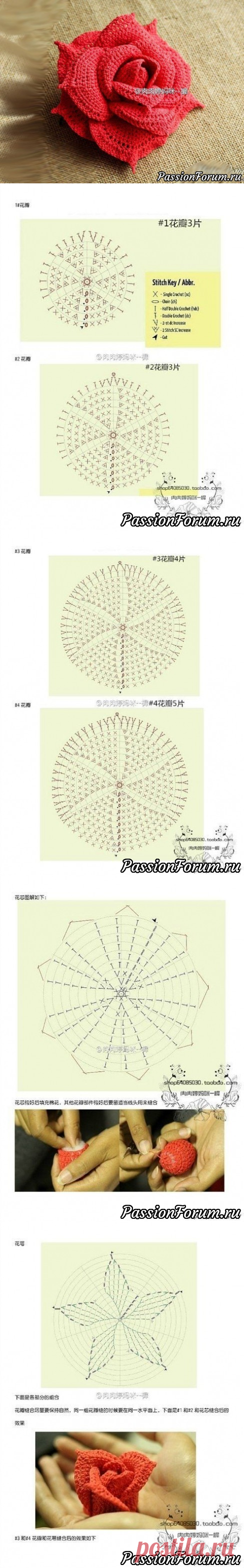 Роза крючком | Вязание крючком для начинающих
