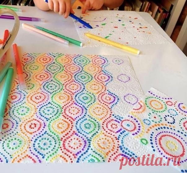 Готовая раскраска по точкам прямо под носом - из бумажного полотенца - детей не оторвать