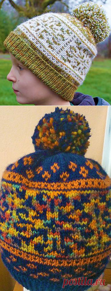 Зимняя шапка спицами с помпоном для мальчика | Вязание Для Детей