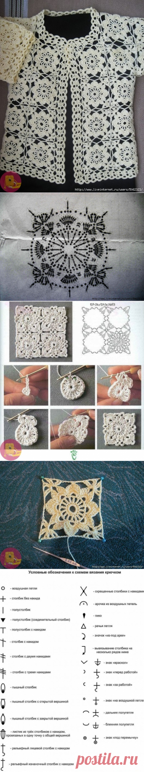 Изумительно красивая кофточка из мотивов крючком — DIYIdeas