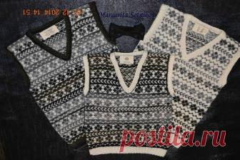 Жилетки мальчикам спицами в стиле Family-Look 