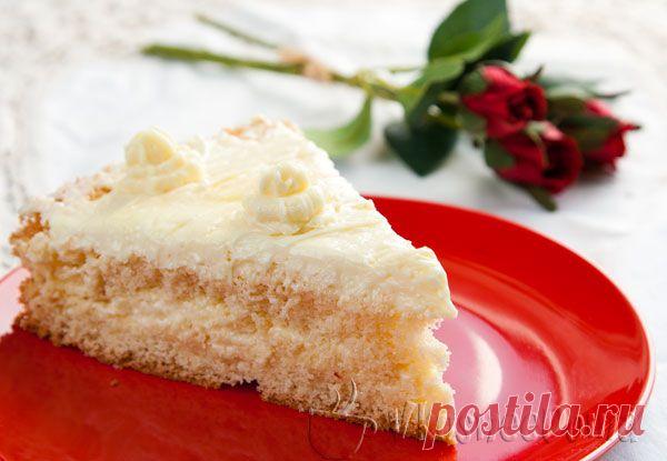 Простой бисквит с очень нежным кремом рецепт с фото