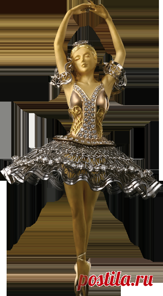 The statuette has been done in a classic style. The craftsman managed to pass over by line and level the feeling of lightness and at the same time the full commitment, the absolute immersion into the element of dance. Delicate tutu and cuffs of white metal have been specially made, and in themselves are the masterpieces of the jewelry art. They make the natural extent and accentuate the grace of silhouette of the dancer and make the gold of her body warmer and more vivid.