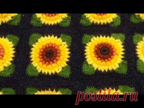 Cuadrado pequeño a crochet en puntos garbanzos paso a paso para colchas y cubrecamas