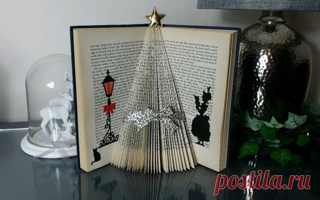 Folded book art victorian christmas tree carolers shelf table decoration #4 | eBay