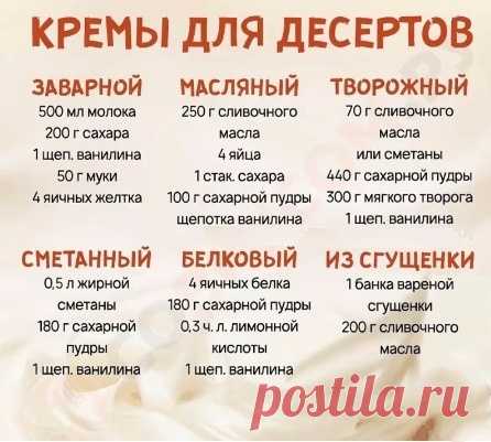 Кремы для десертов.