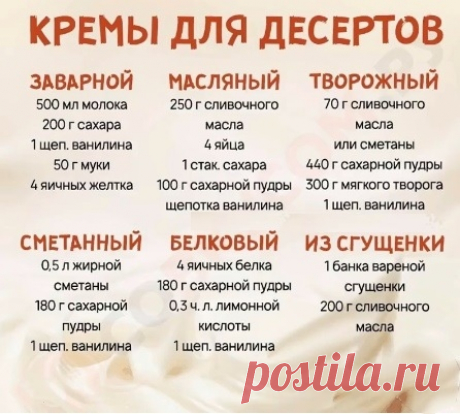 Кремы для десертов.