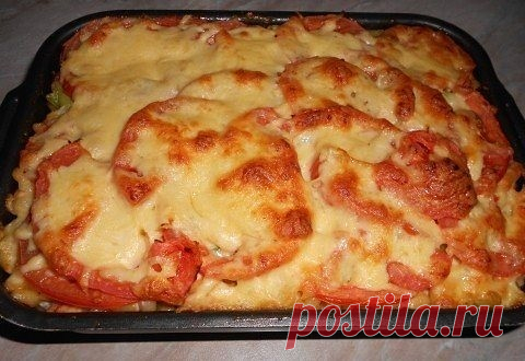 Пикантные макароны в духовке.