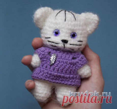 Пушистый кот крючком — игрушка амигуруми (схема и видео-урок).