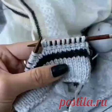Вязание | Видео-уроки ❤️ Отличный обучающий урок: 
Полая резинка с контрастной полоской
