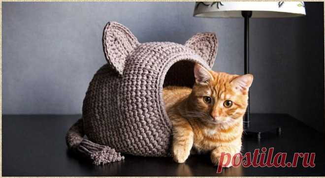 Кошачий домик крючком