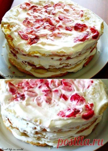 Как приготовить клубничный торт наполеон - рецепт, ингридиенты и фотографии