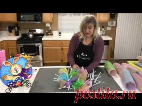 DIY Spring Bunny Easter Deco Mesh Wreath