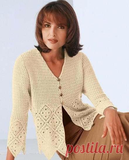 Жакет крючком Схема вязания женского жакета крючком на основе мотива 