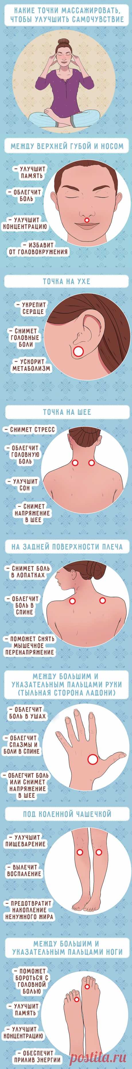 Какие точки массажировать чтобы улучшить самочувствие