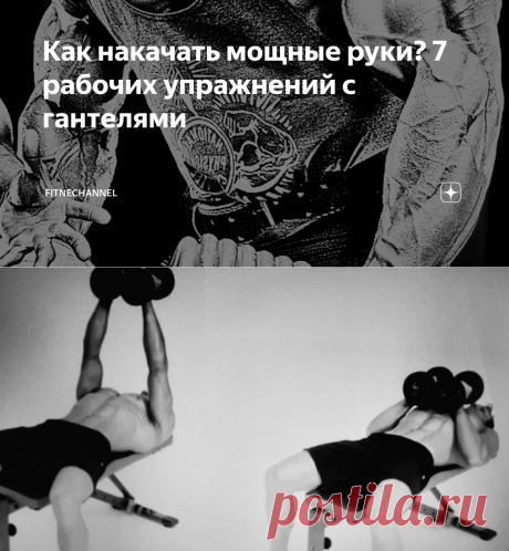 Как накачать мощные руки? 7 рабочих упражнений с гантелями | fitnechannel | Яндекс Дзен