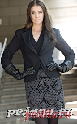 Вязаная юбка крючком ажурными ромбами