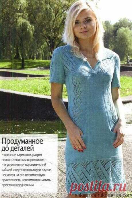 Платье спицами с врезными карманами. Ажурное платье спицами описание | Шкатулка рукоделия. Сайт для рукодельниц.