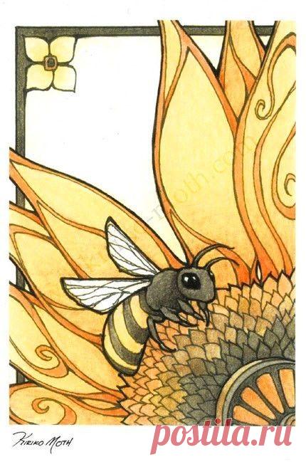 (723) Art Nouveau Bee 4x6 Print