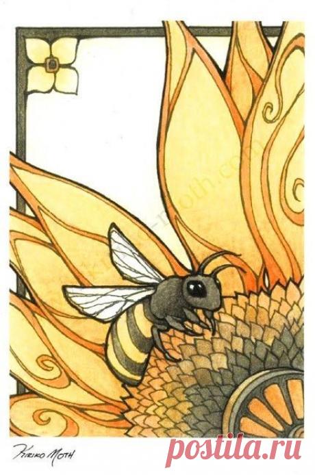 (723) Art Nouveau Bee 4x6 Print