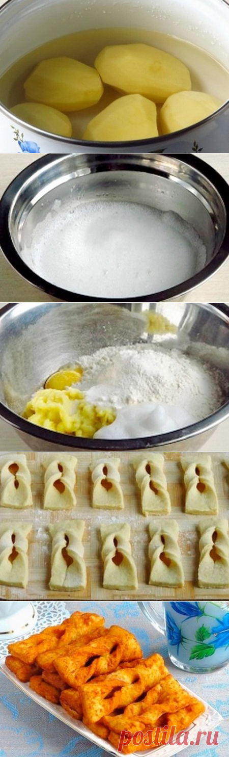 Картофельный хворост.
=картофель крупный 6-7 шт.
мука 3 стакана
соль 2 ч. ложки
яйцо 1 шт.
масло растительное