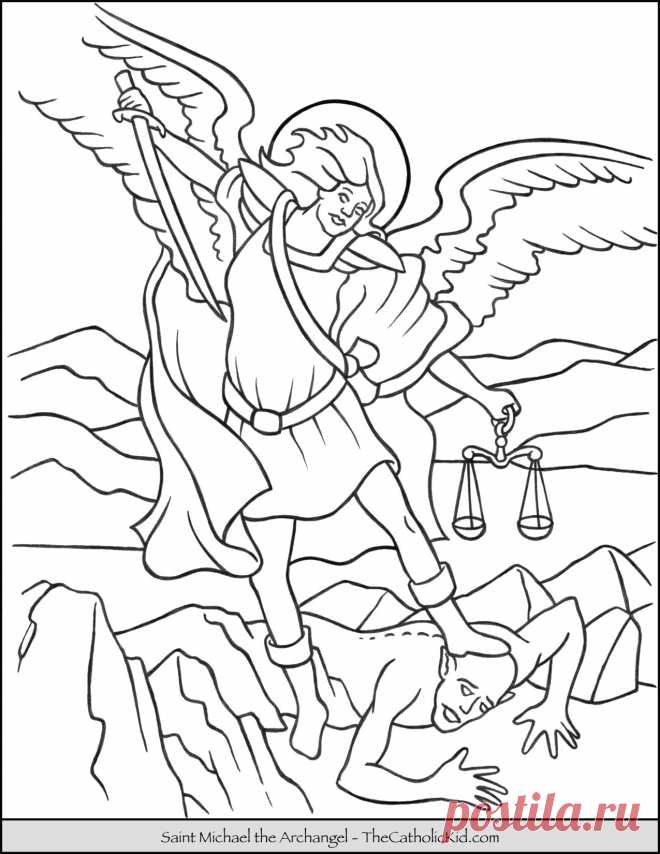 Saint Michael Archangel Coloring Page - TheCatholicKid.com Saint Michael Archangel Coloring Page