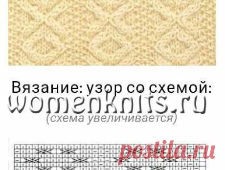 Пуловер спицами с красивым узором на рукавах