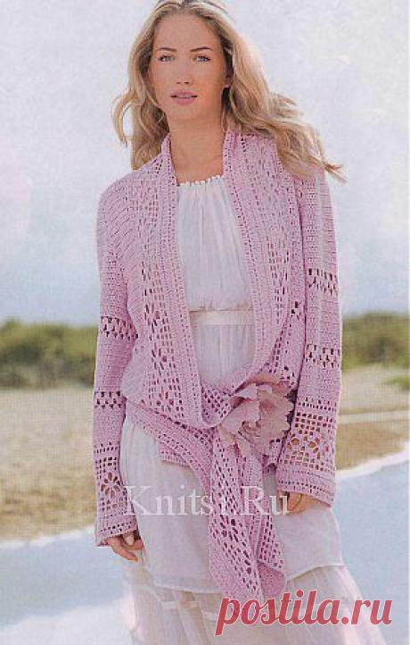 Жакет с ажурными элементами. Вязание для женщин / Жакеты / Крючком