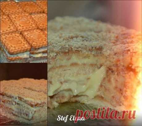 Быстрый торт из печенья с заварным кремом.