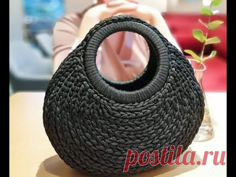 شنطه كروشيه مقبض بغرزة السلسله سهله وبسيطه How to crochet bag