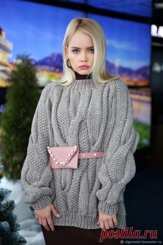 10 моделей вязаных свитеров оверсайз, схемы вязания
