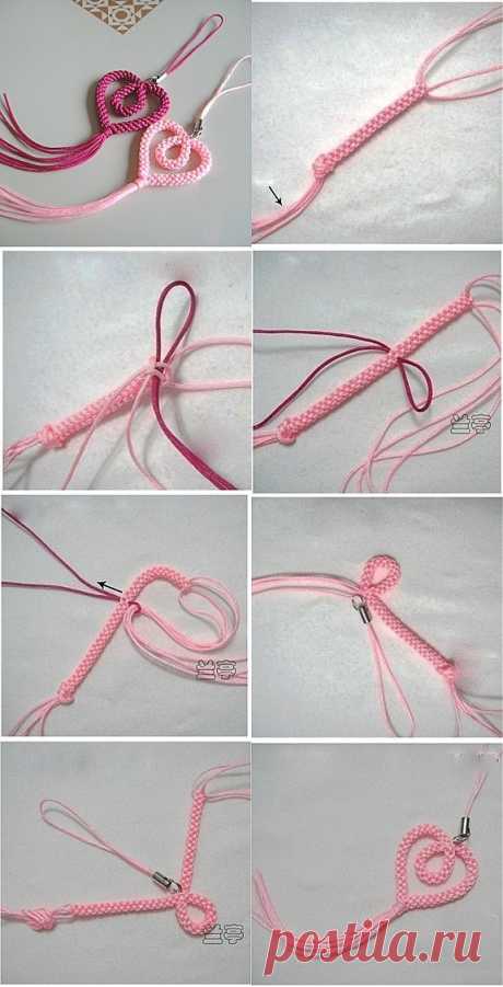 DIY Woven Heart Shaped Phone Chain | www.FabArtDIY.com