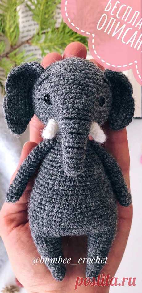 PDF Слон с ладошку крючком. FREE crochet pattern; Аmigurumi animal patterns. Амигуруми схемы и описания на русском. Вязаные игрушки и поделки своими руками #amimore - слон, слонёнок, слоник, слоненок.