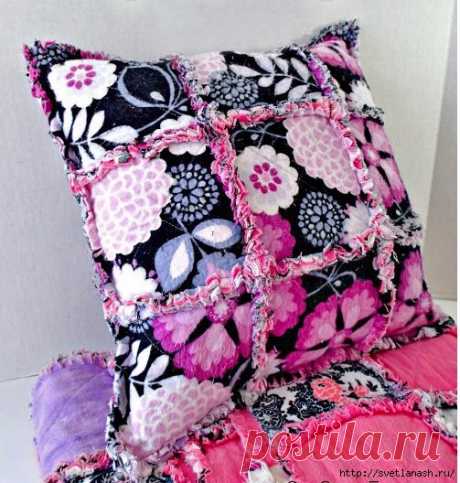 Подушка в технике RAG QUILT-потрепанный квилт. Видеоурок.