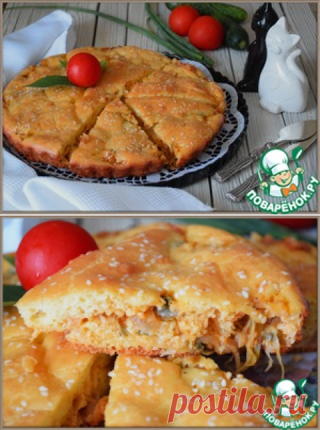 Капустный заливной пирог на майонезе - кулинарный рецепт