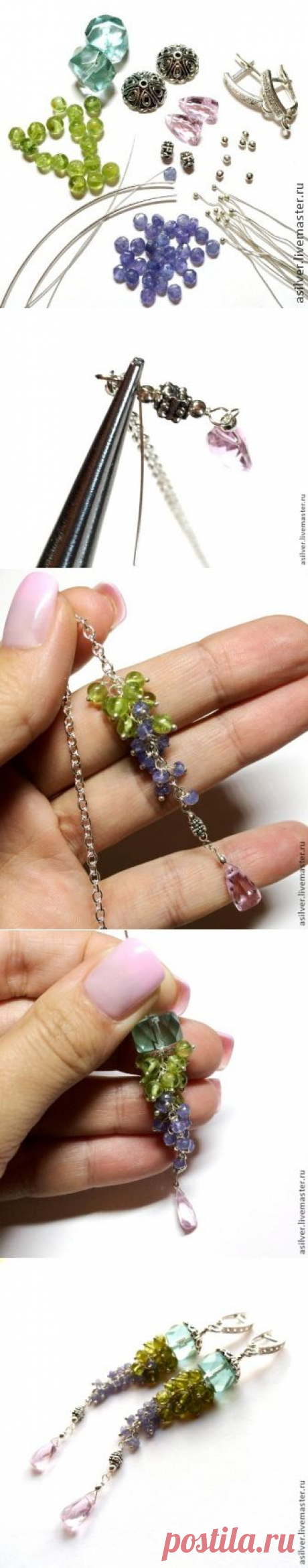 Серьги-грозди из мелких бусин. Пошаговый мастер-класс - Ярмарка Мастеров - ручная работа, handmade