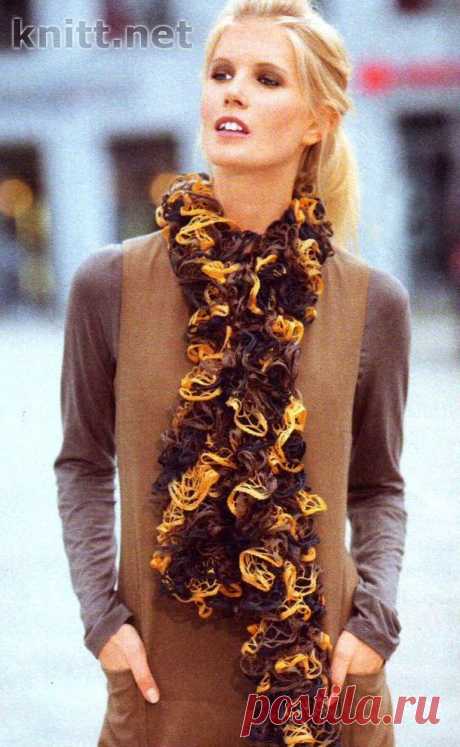 Шарф спицами из меланжевой пряжи Тоnіа | knitt.net | Все о вязании