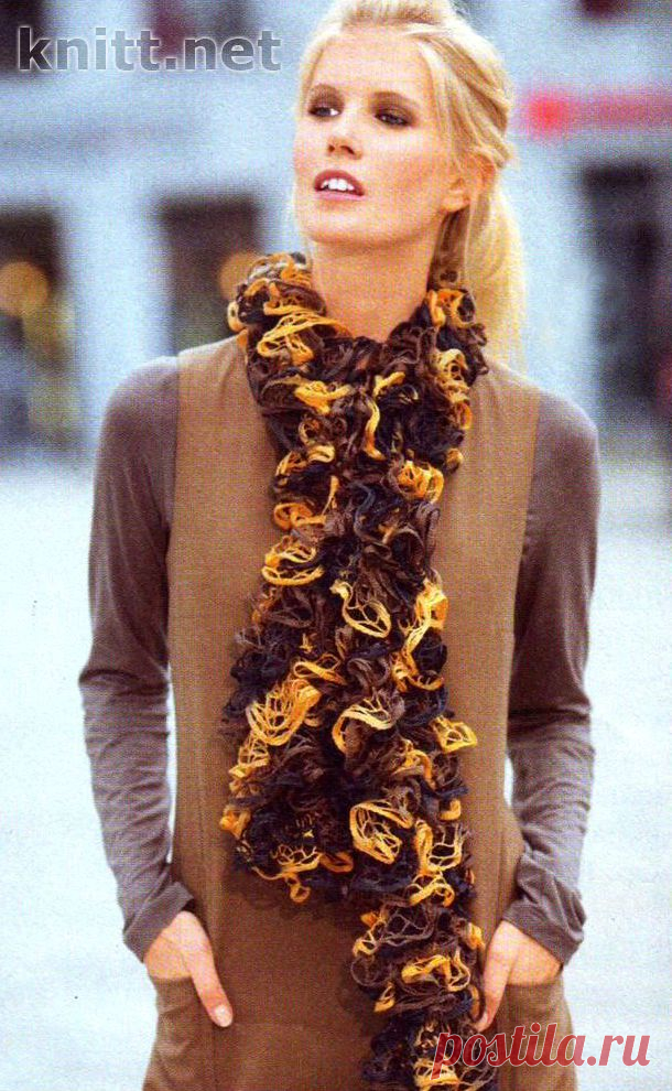 Шарф спицами из меланжевой пряжи Тоnіа | knitt.net | Все о вязании