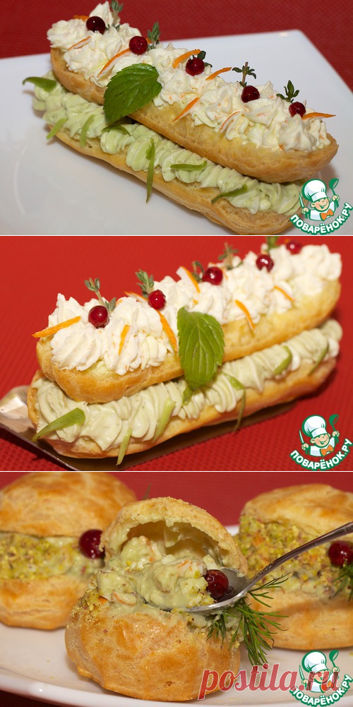 Закусочные крабовые эклеры и профитроли – кулинарный рецепт