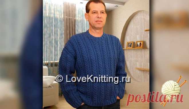 Пуловер узором «косы»   | Loveknitting.ru