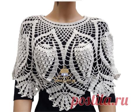 Crochet Lace Cape for Mother of Bride Bridal Lace Cover Up in | Etsy