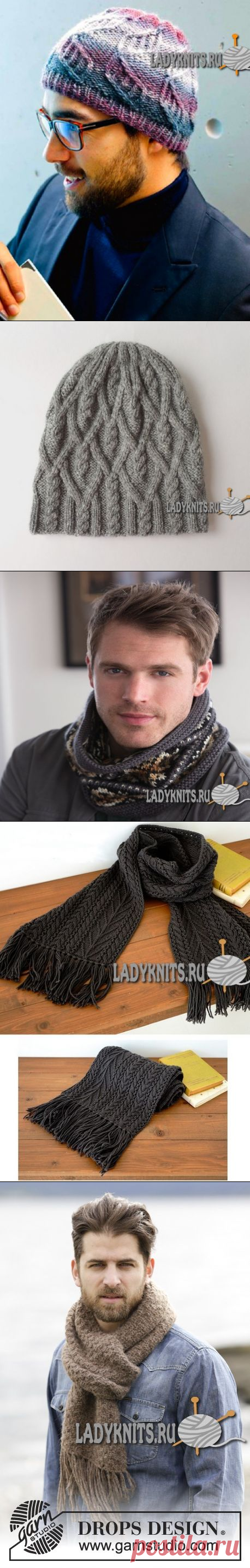 Вязаная спицами мужская шапка 