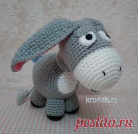 Вязание крючком. Игрушки. Ослик Иа. Работа Ксении.